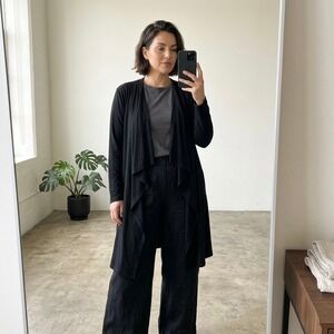 Bryn Walker Drape Cardigan Jacket M Black Modal Blend Open Front Minimalist